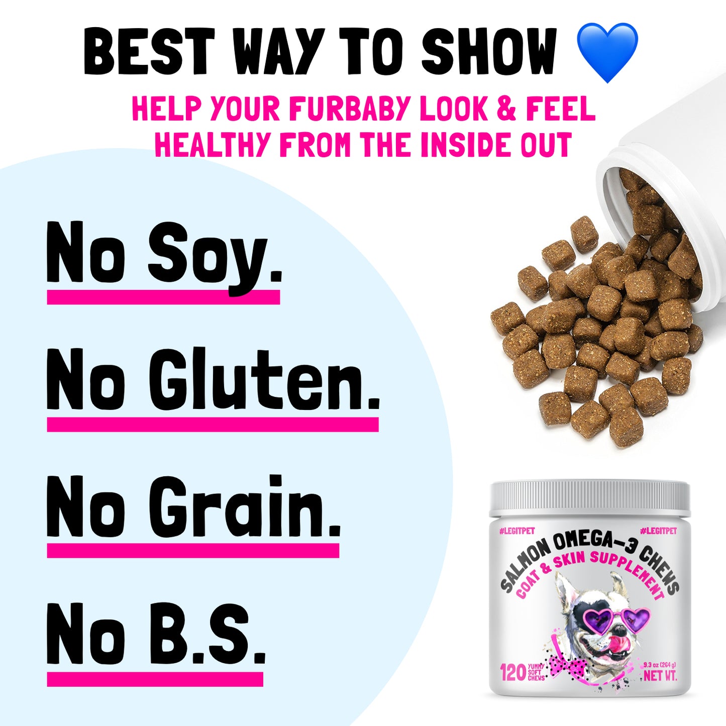 Omega 3 Alaskan Salmon Oil Treats for Dogs Fish Oil Chew Supplement Skin and Coat Allergy and Itch Relief Hip & Joint Health Brain