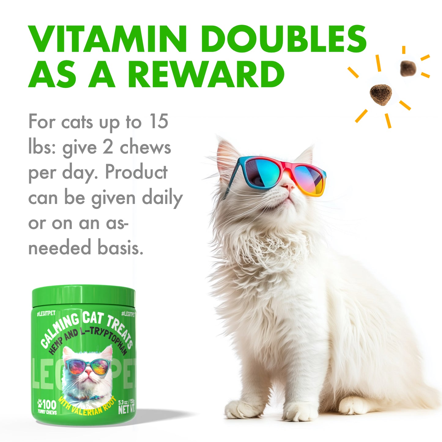Calming cat treats with L-tryptophan & Valerian root
