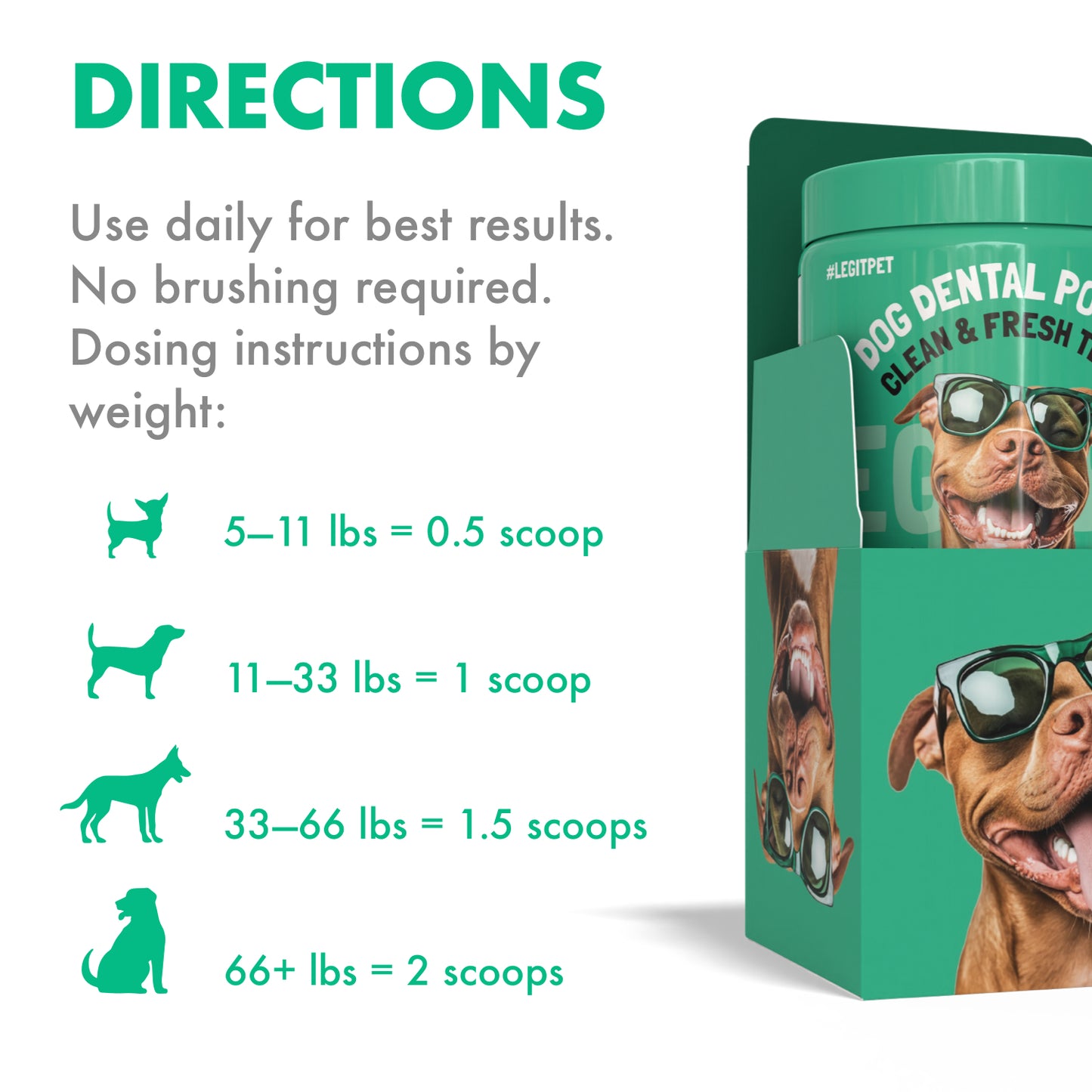 Dog Dental Powder Clean & Fresh Teeth with Kelp & Calcium 80 Scoops