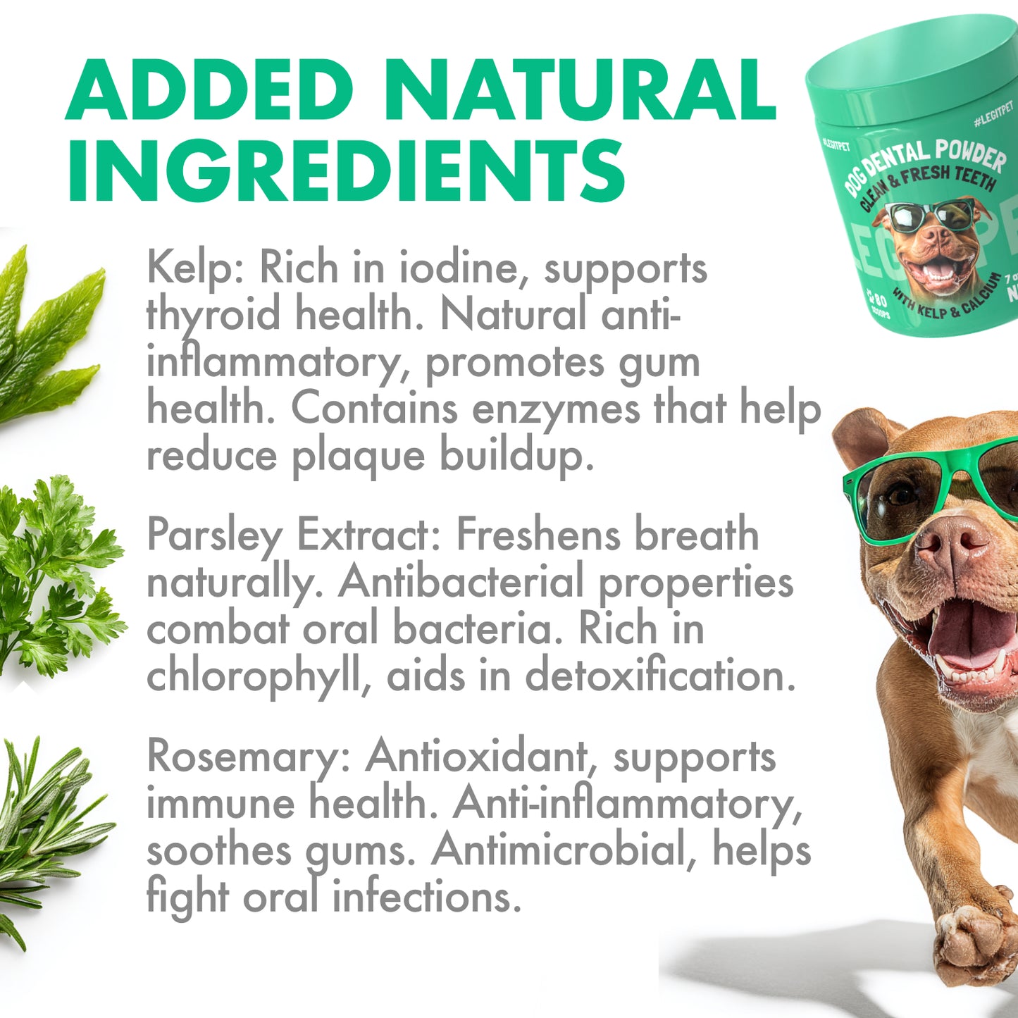 Dog Dental Powder Clean & Fresh Teeth with Kelp & Calcium 80 Scoops