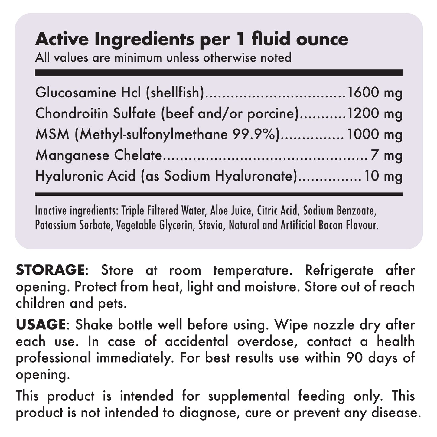 Liquid Glucosamine with Chondroitin, MSM & Hyaluronic Acid