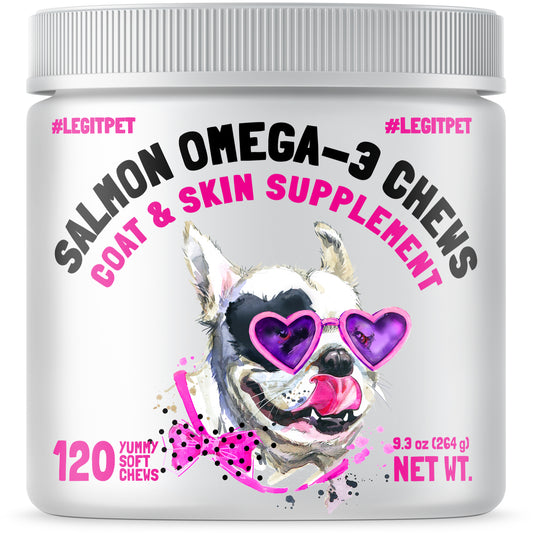Omega 3 Alaskan Salmon Oil Treats for Dogs Fish Oil Chew Supplement Skin and Coat Allergy and Itch Relief Hip & Joint Health Brain
