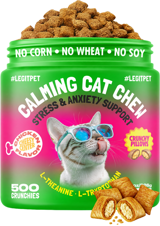 Calming Crunchy Chews for Cats with L-Theanine & L-Tryptophan, 500 treats