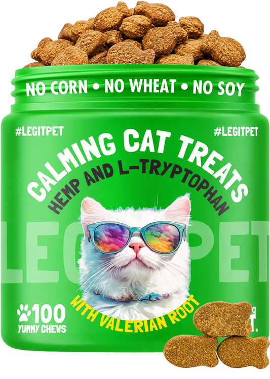 Calming cat treats with L-tryptophan & Valerian root