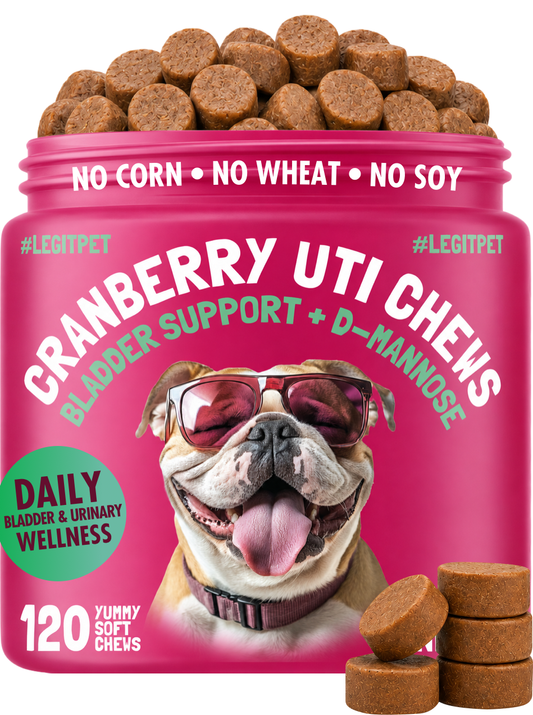Cranberry UTI Chews for Dogs Bladder Suppot + D-Mannose Supports Kidney Urinary Tract and Bladder Health