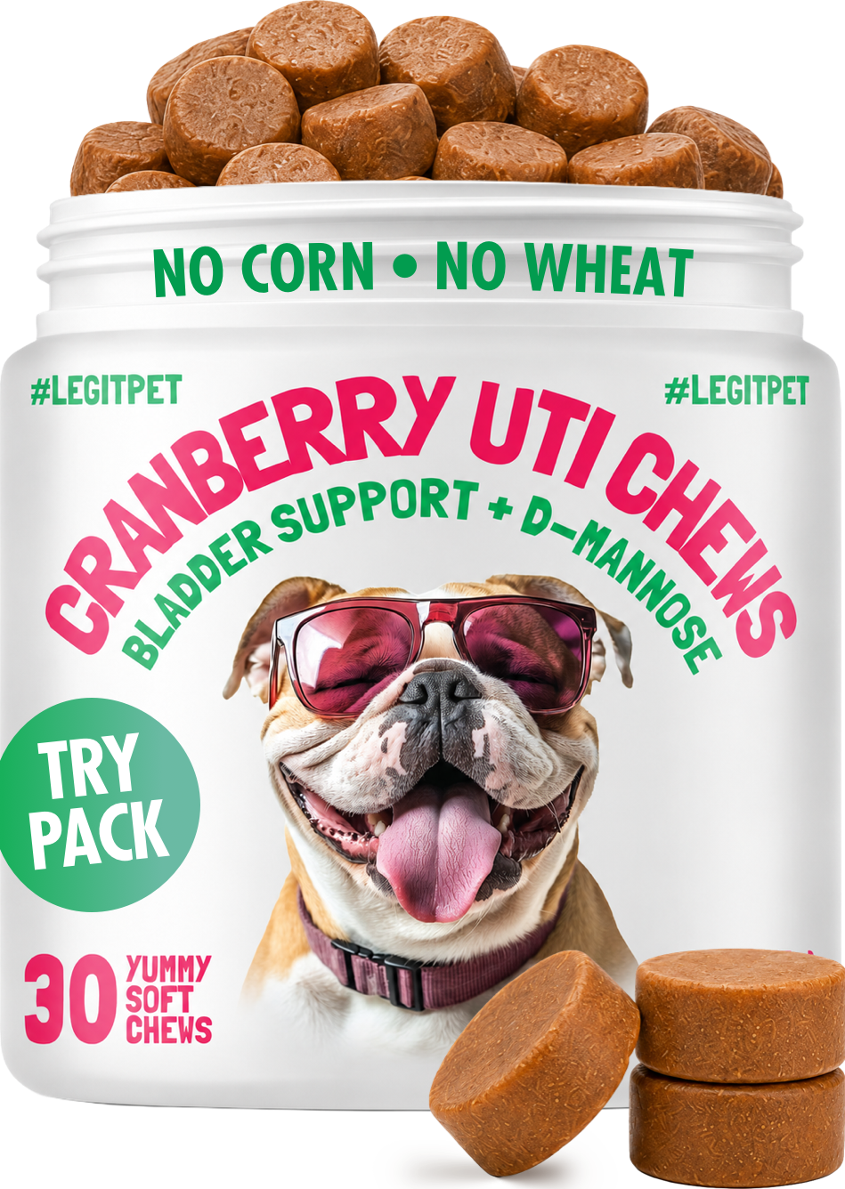 Cranberry UTI Chews for Dogs Bladder Suppot + D-Mannose Supports Kidney Urinary Tract and Bladder Health