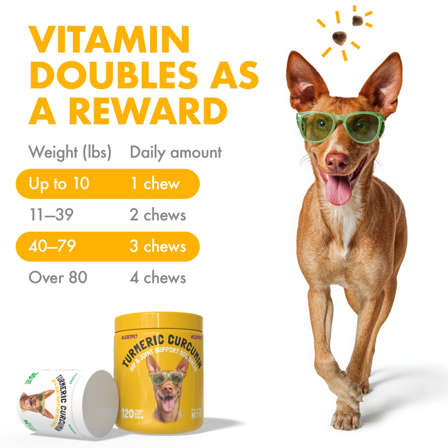 Turmeric Curcumin Hip & Joint Dogs Chew Support for Arthritis & Mobility with Collagen & BioPerine