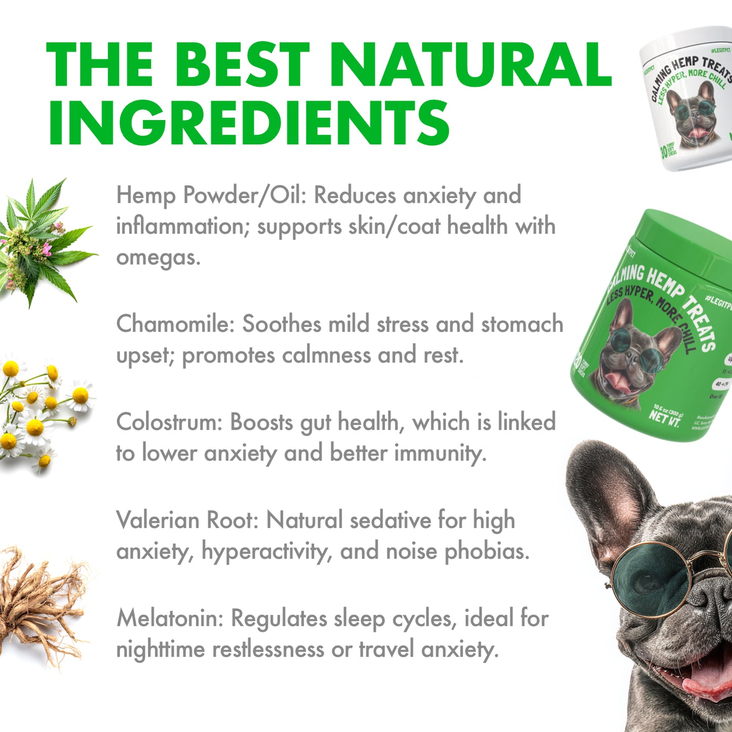 Calming Hemp Treats for Dogs with Chamomile