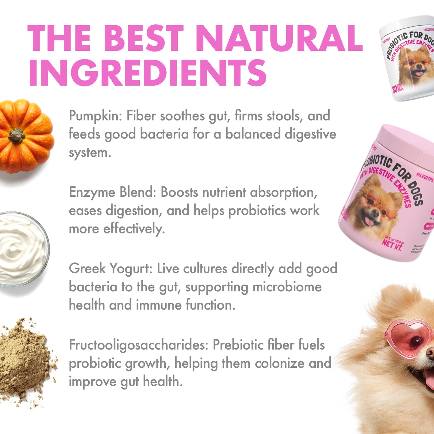 Probiotic for Dogs - with Natural Digestive Enzymes