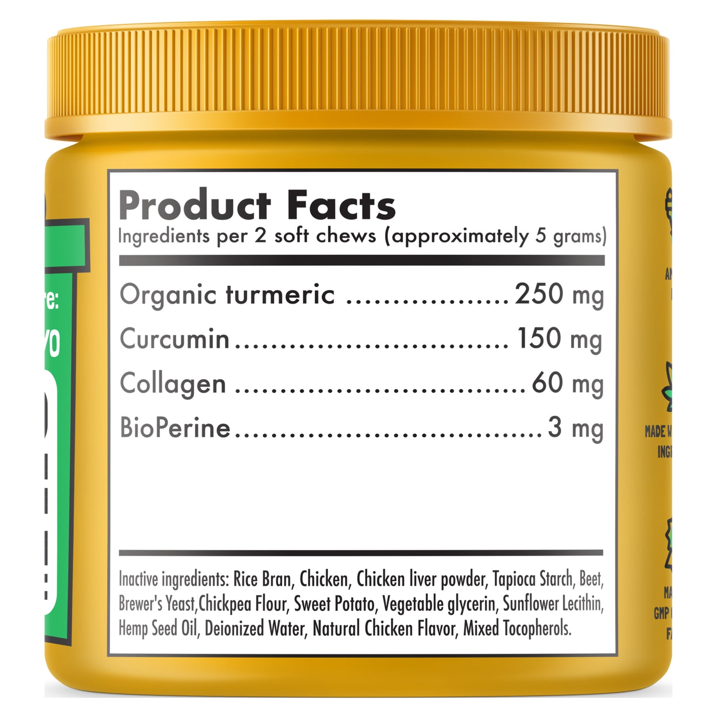 Turmeric Curcumin Hip & Joint Dogs Chew Support for Arthritis & Mobility with Collagen & BioPerine