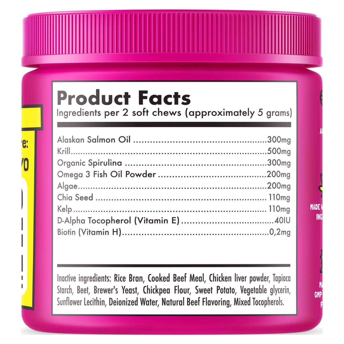 Omega 3 Alaskan Salmon Oil Treats for Dogs Fish Oil Chew Supplement Skin and Coat Allergy and Itch Relief Hip & Joint Health Brain