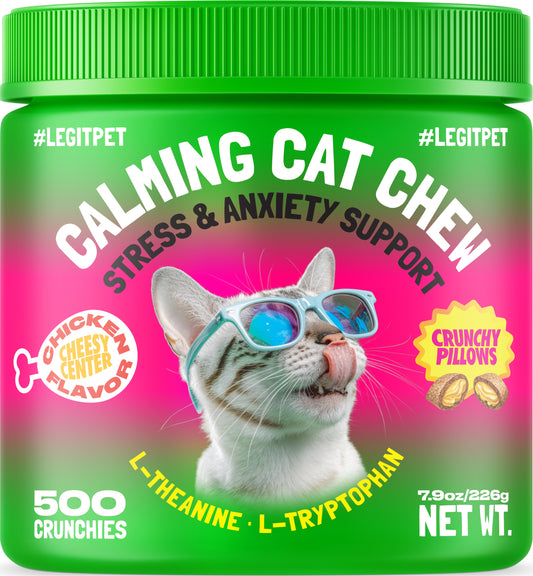 Calming Crunchy Chews for Cats with L-Theanine & L-Tryptophan, 500 treats