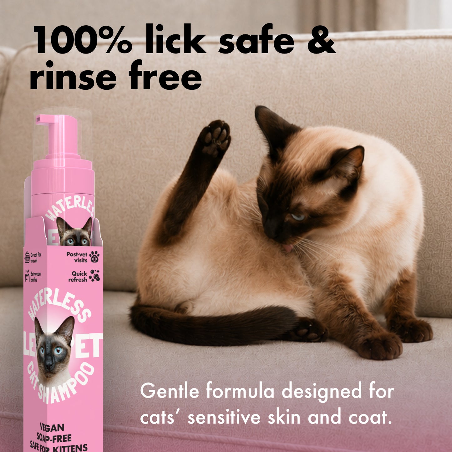 Waterless Cat Shampoo, Lick-Safe Formula, Helps Neutralize Odors & Refresh Coat Between Baths, 6.7 oz