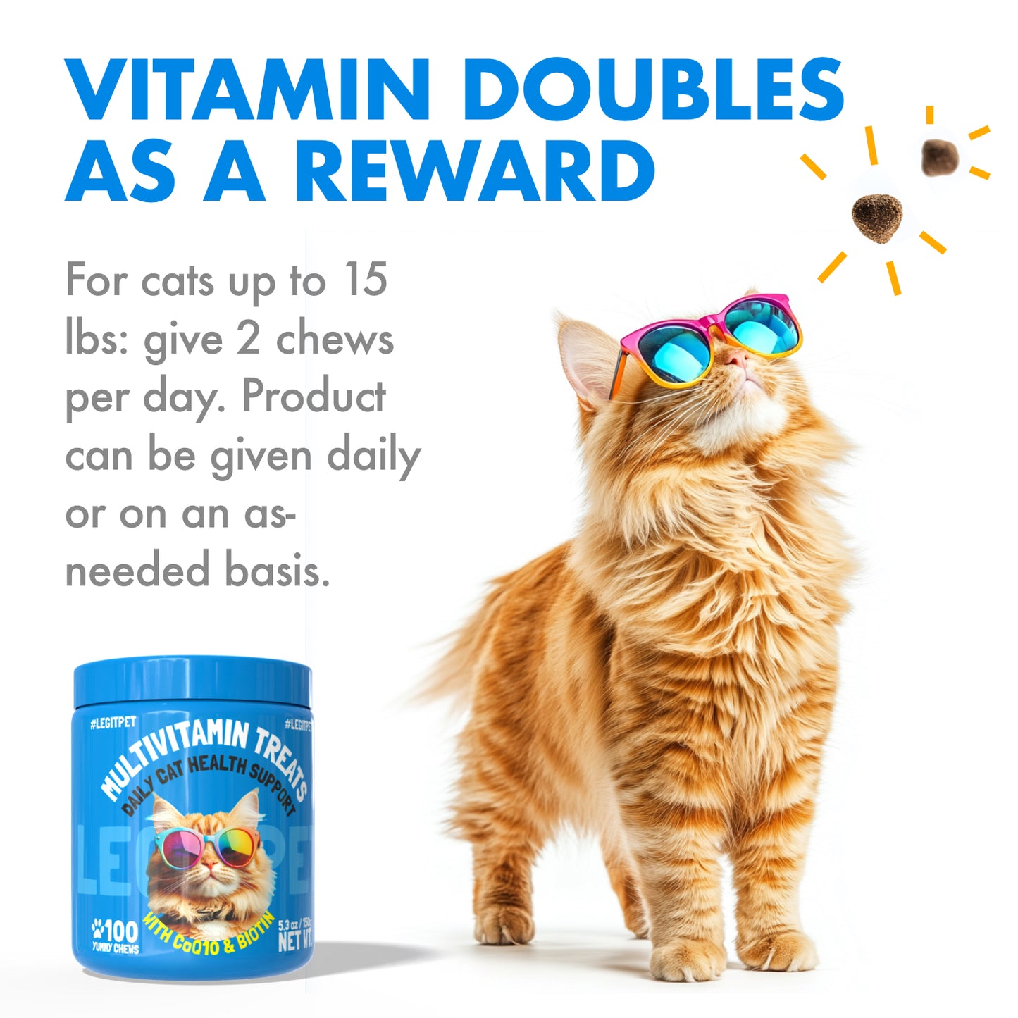 Multivitamin cat treats for daily health support