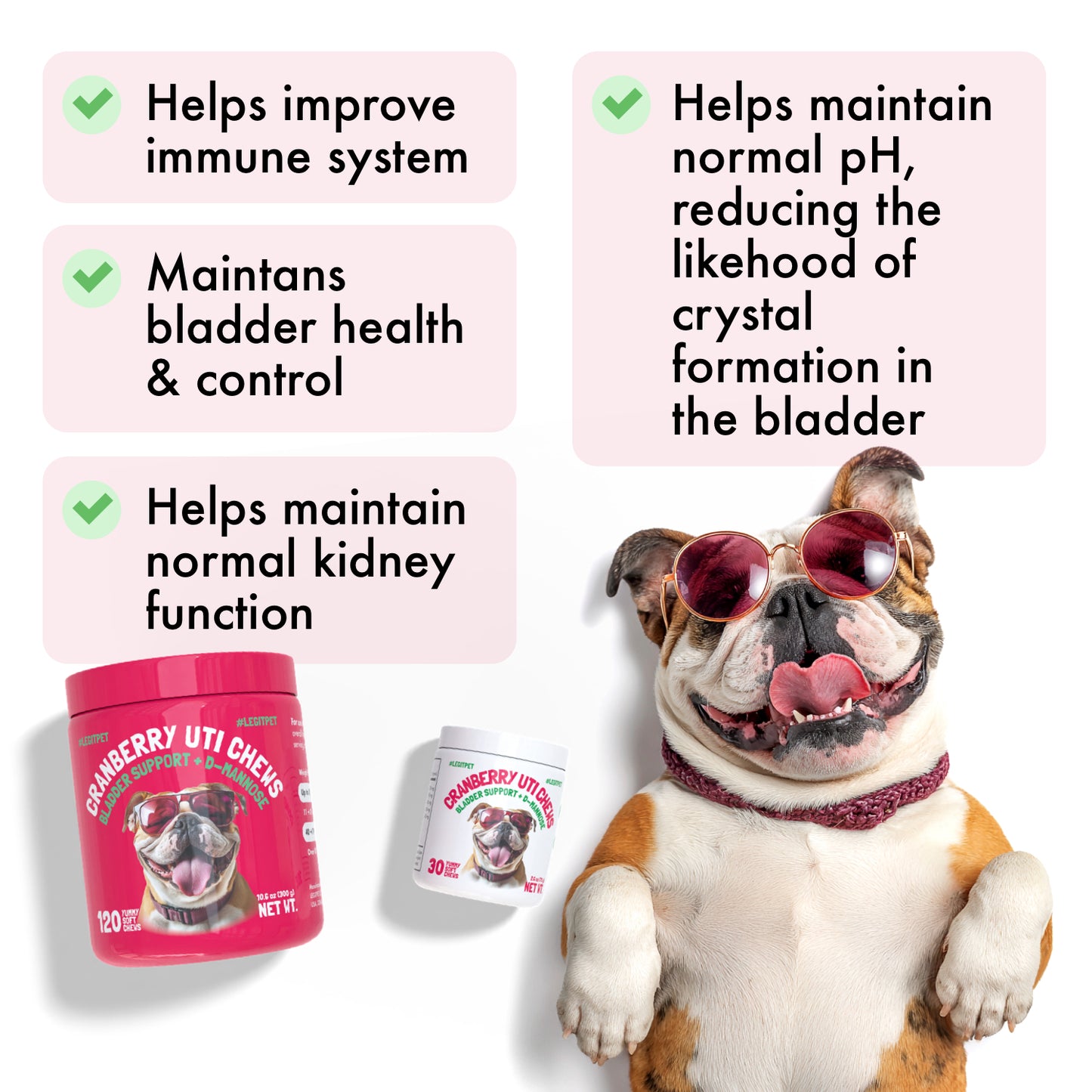 Cranberry UTI Chews for Dogs Bladder Suppot + D-Mannose Supports Kidney Urinary Tract and Bladder Health