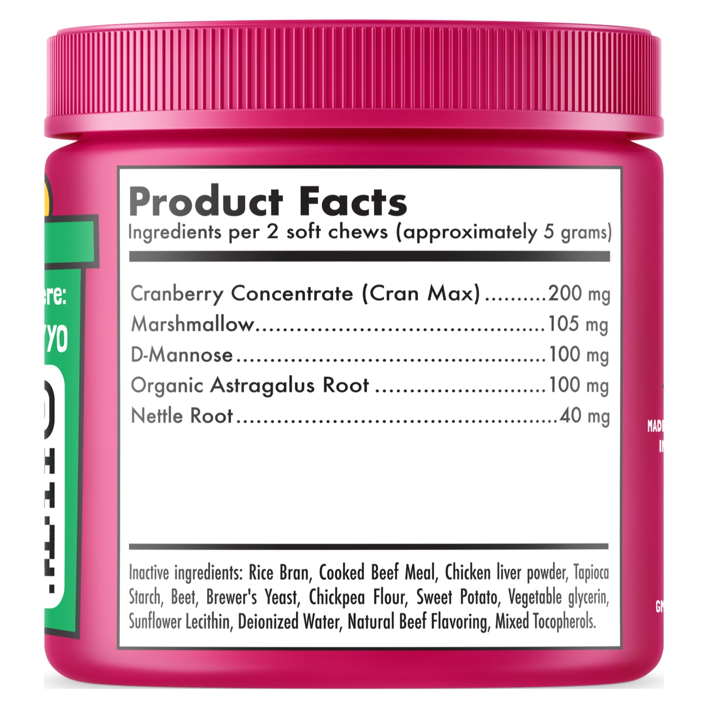 Cranberry UTI Chews for Dogs Bladder Suppot + D-Mannose Supports Kidney Urinary Tract and Bladder Health