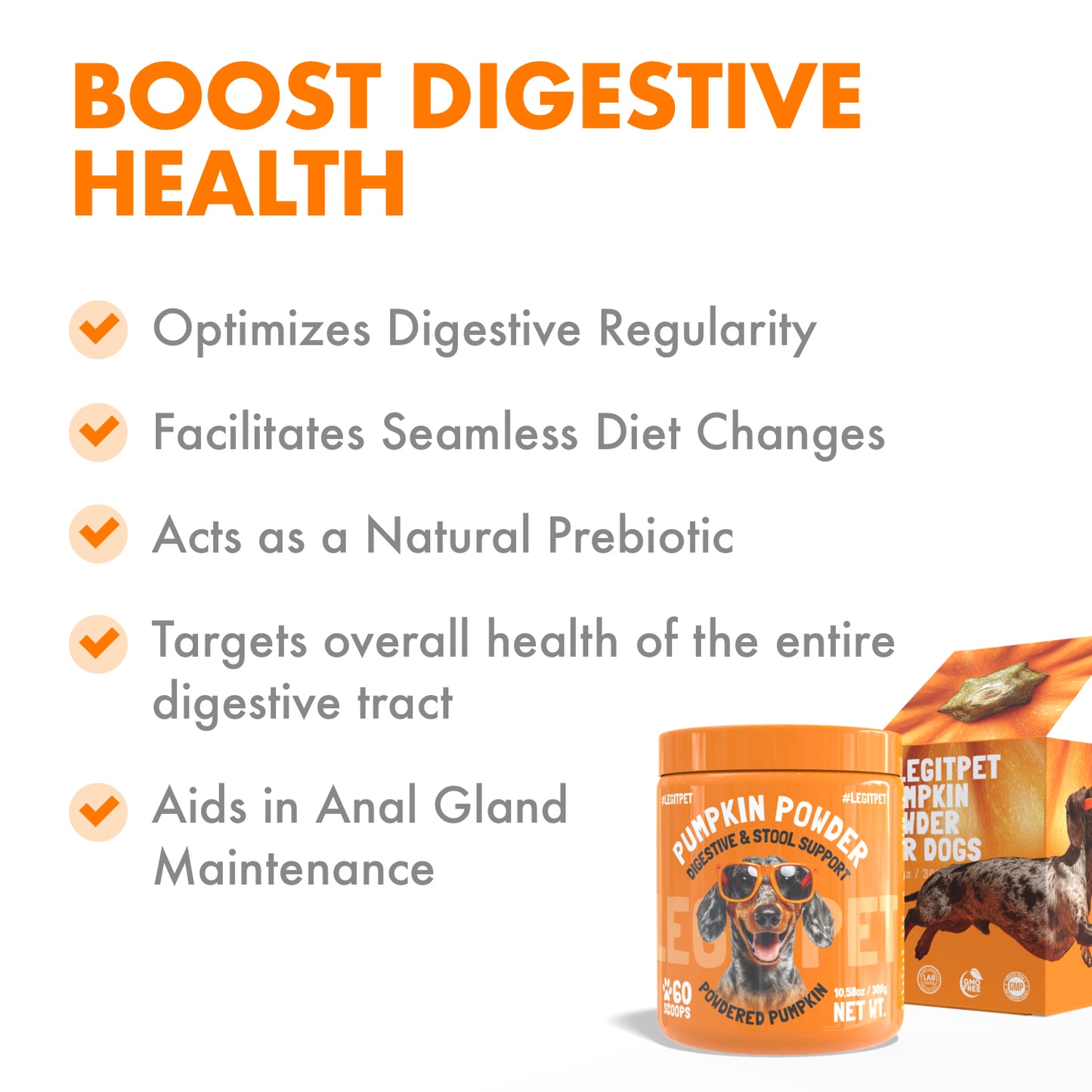 Pumpkin Powder for Dogs Digestive & Stool Support , Gut Health & Regular Digestion, 60 Scoops