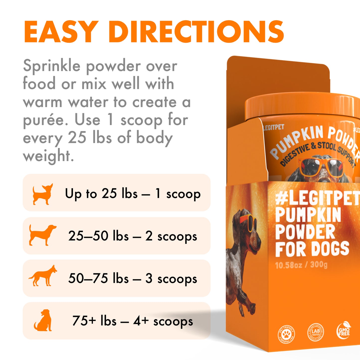 Pumpkin Powder for Dogs Digestive & Stool Support , Gut Health & Regular Digestion, 60 Scoops
