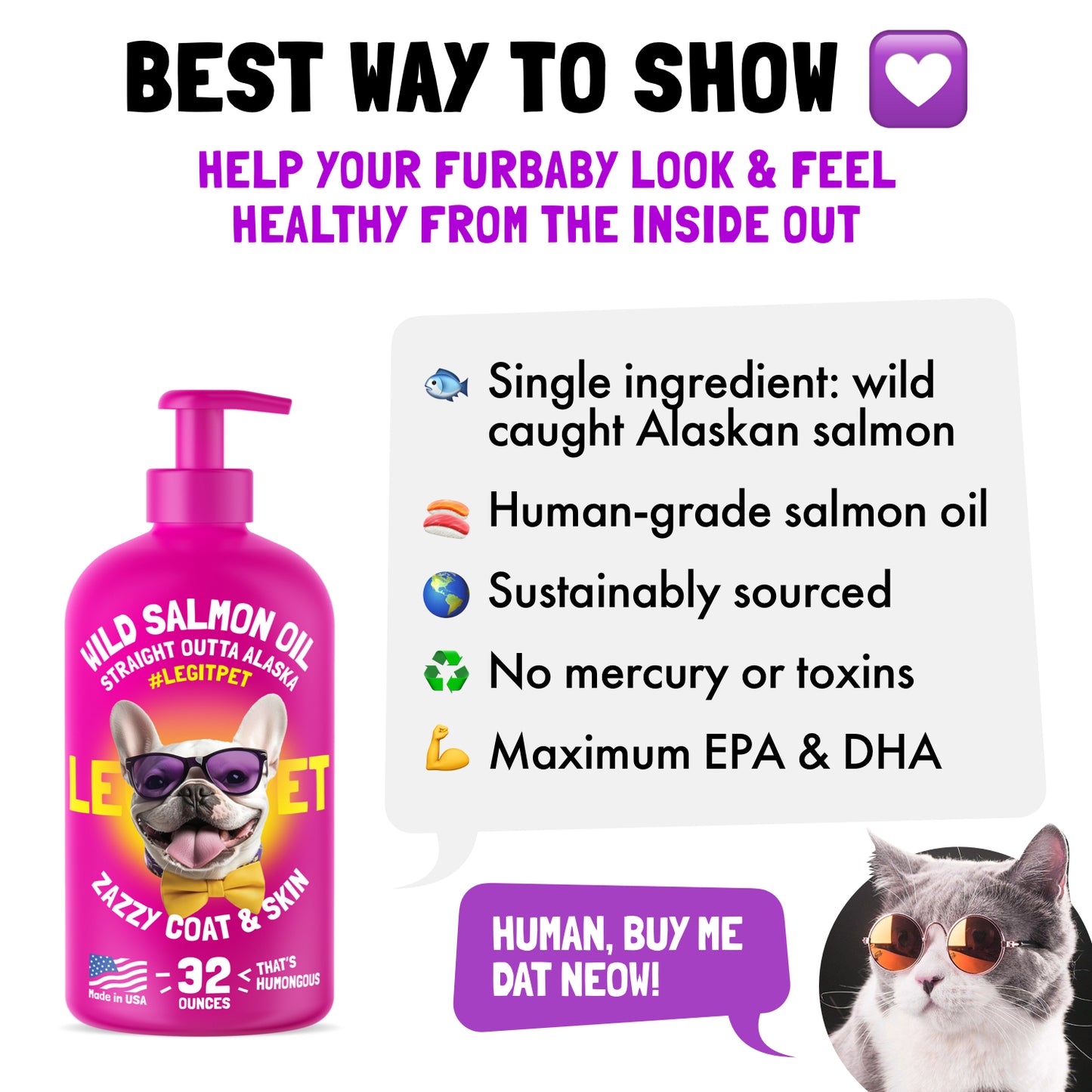 Wild Caught Alaskan Salmon Oil for dogs & cats