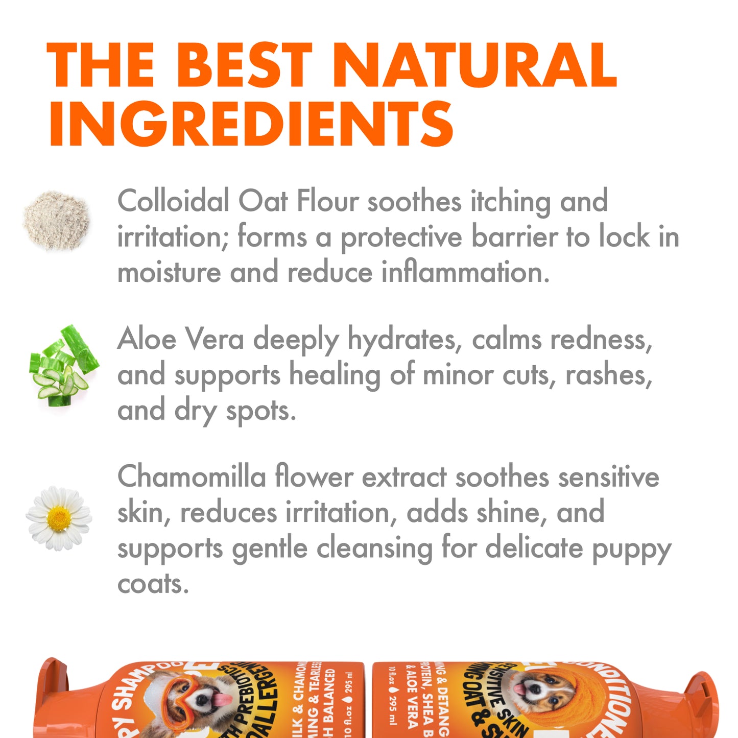 Puppy Shampoo and Conditioner Set Hypoallergenic, Tearless, pH Balanced with Oat Milk, Chamomile & Prebiotics for Sensitive Skin, Sulfate Free, Paraben Free 2×10 fl oz