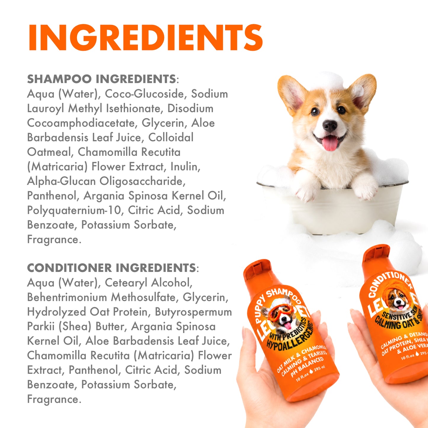Puppy Shampoo and Conditioner Set Hypoallergenic, Tearless, pH Balanced with Oat Milk, Chamomile & Prebiotics for Sensitive Skin, Sulfate Free, Paraben Free 2×10 fl oz