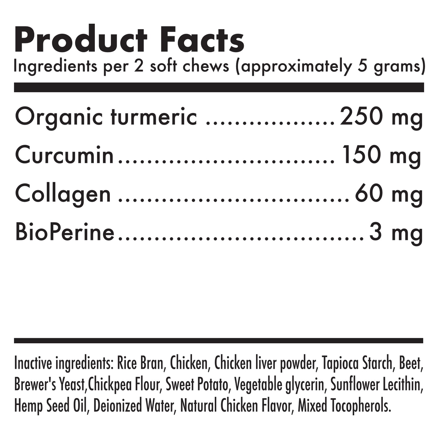 Turmeric Curcumin Hip & Joint Dogs Chew Support for Arthritis & Mobility with Collagen & BioPerine