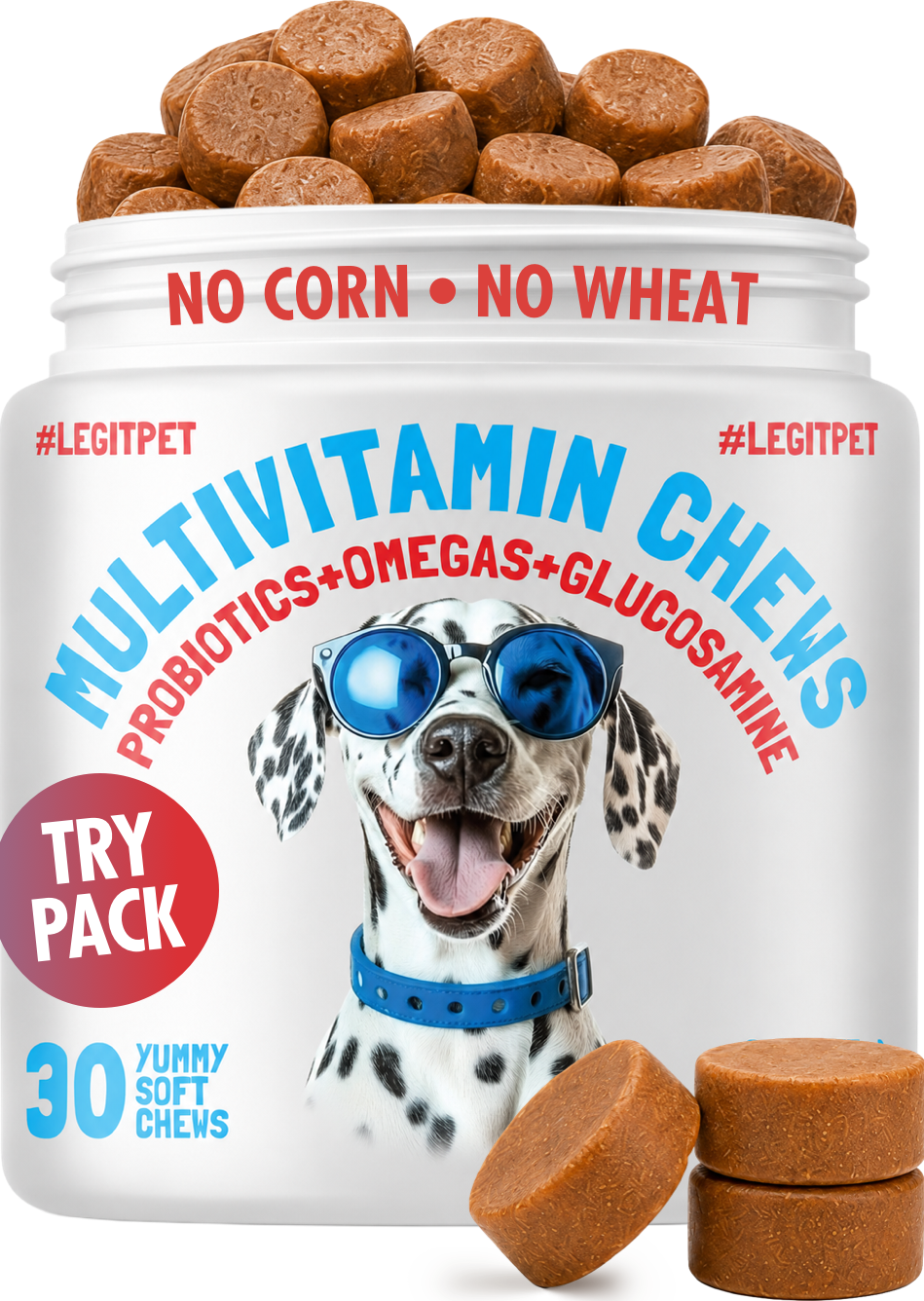 Multivitamin Chews w/Glucosamine Chondroitin, Probiotics Digestive Enzymes and Omegas