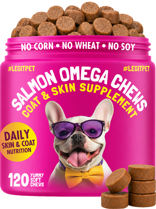 Omega 3 Alaskan Salmon Oil Treats for Dogs Fish Oil Chew Supplement Skin and Coat Allergy and Itch Relief Hip & Joint Health Brain