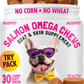 Omega 3 Alaskan Salmon Oil Treats for Dogs Fish Oil Chew Supplement Skin and Coat Allergy and Itch Relief Hip & Joint Health Brain