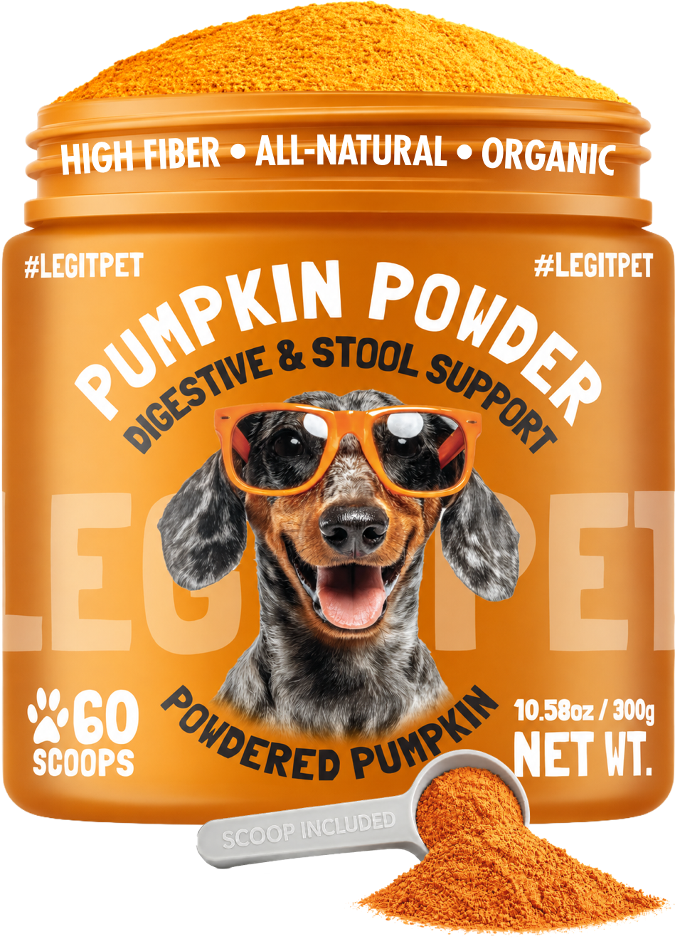 Pumpkin Powder for Dogs Digestive & Stool Support , Gut Health & Regular Digestion, 60 Scoops