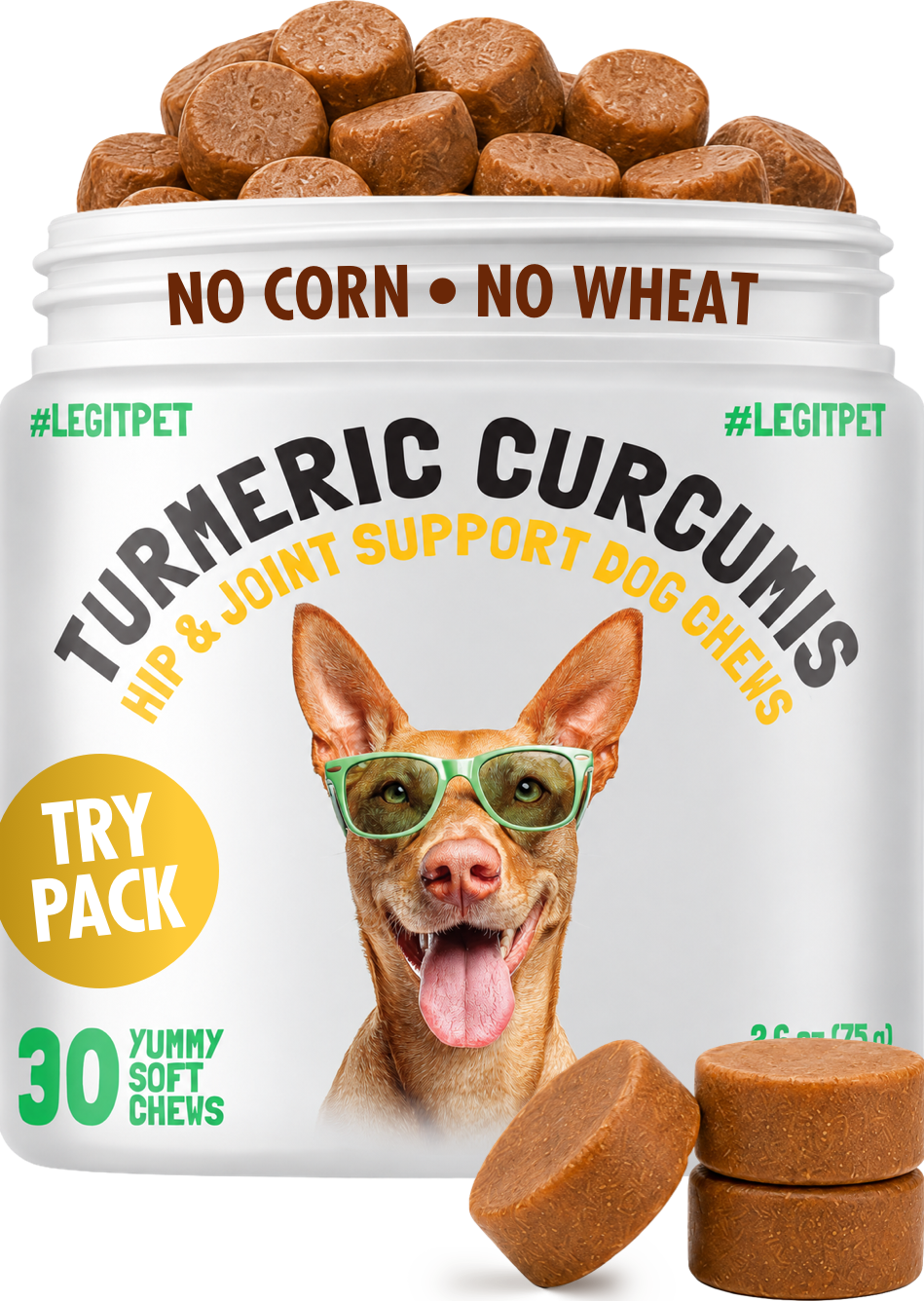 Turmeric Curcumin Hip & Joint Dogs Chew Support for Arthritis & Mobility with Collagen & BioPerine